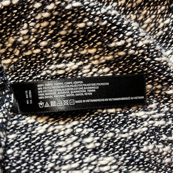 Anthropologie Saturday Sunday Navy Blue & Ivory Marled Moto Jacket - Picture 5 of 6